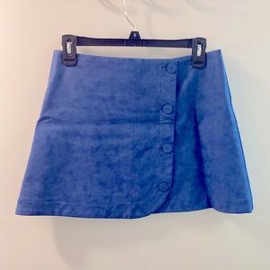 Blue Faux Suede Mini Skirt